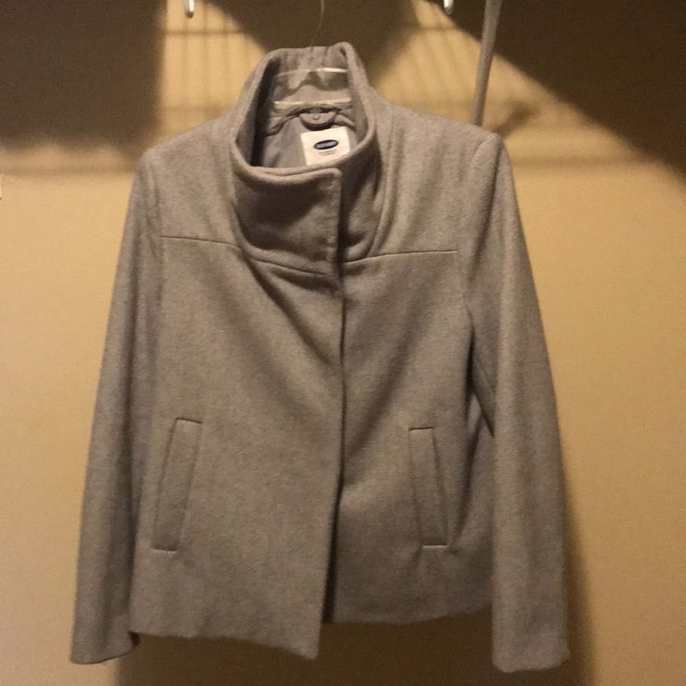 Old Navy Heather Grey Peacoat with Snap Buttons